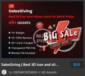 SalesGiving Best 3D icon and sticker pack for Black Friday.webp